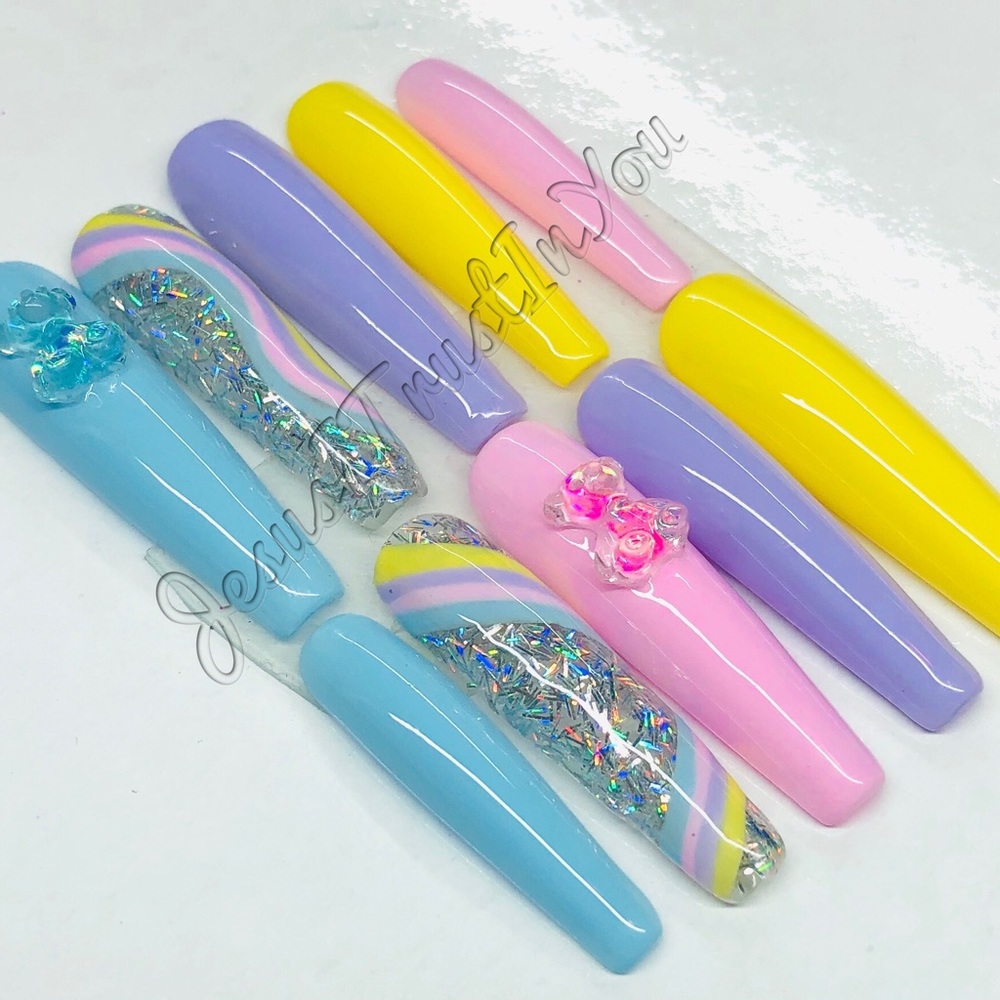 XXL BALLERINA BEARY CUTE PRESS ON NAILS